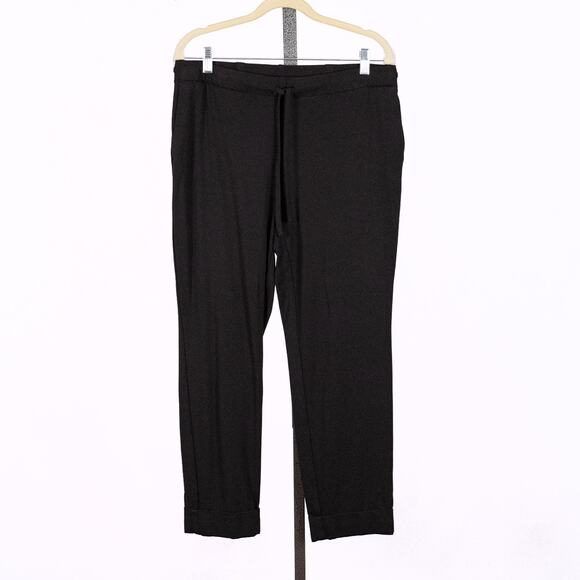J Jill Cuffed Hem Pull-On Pants Women's SZ MEDIUM Black Elastic Waist Drawstring - Picture 1 of 5